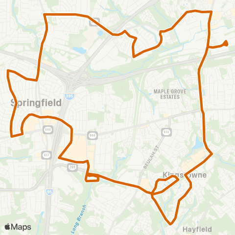 Fairfax Connector Springfield Counter-Clockwise map
