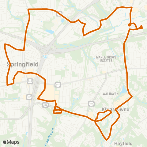 Fairfax Connector Springfield Clockwise map
