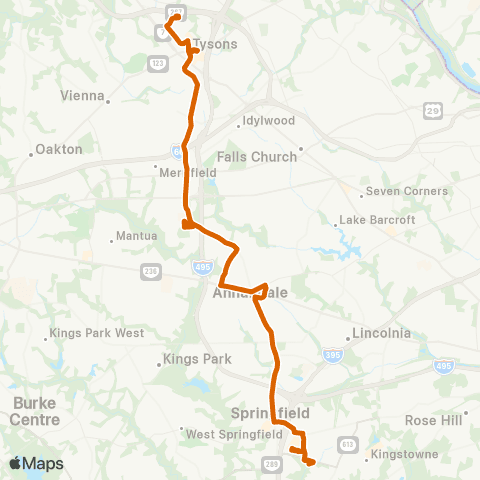 Fairfax Connector Backlick - Gallows Rd Northbound map