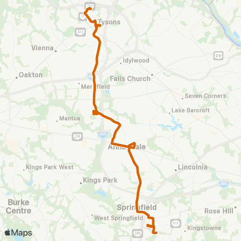 Fairfax Connector Backlick - Gallows Rd Southbound map