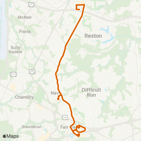 Fairfax Connector Reston - Monument - Fair Oaks Hosp map