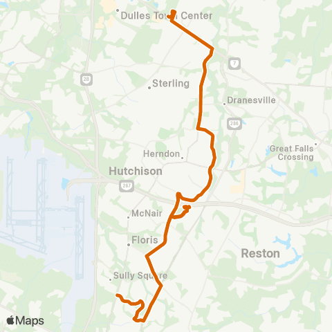 Fairfax Connector Dranesville Rd - Franklin Farm map