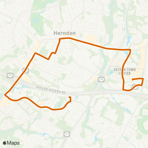 Fairfax Connector Herndon Metro - Reston Town Center map