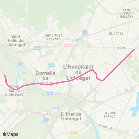 FGC Barcelona Pl. Espanya - Molí Nou map