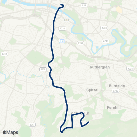 First Greater Glasgow Butterbiggins Road - Mitchell Hill Road map