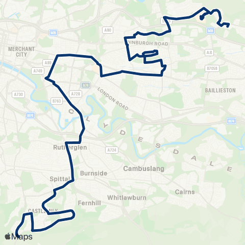 First Greater Glasgow Carmunnock By-Pass - Easterhouse Baths map