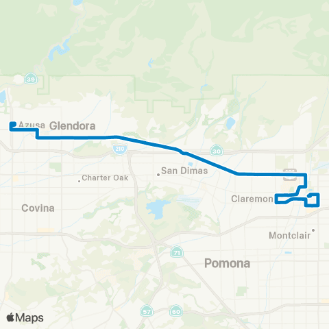 Foothill Transit Azusa-Claremont-Montclair Transit Ctr map