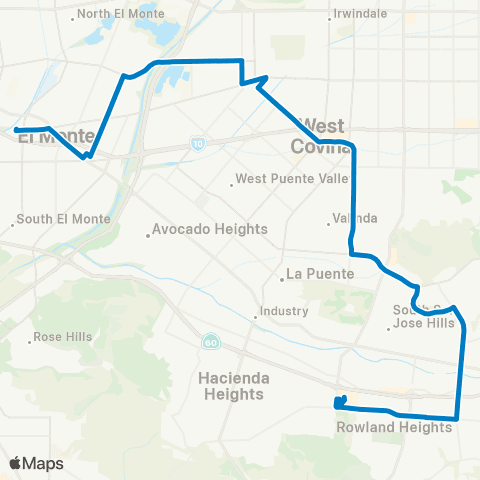 Foothill Transit Puente Hills Mall - El Monte Station map