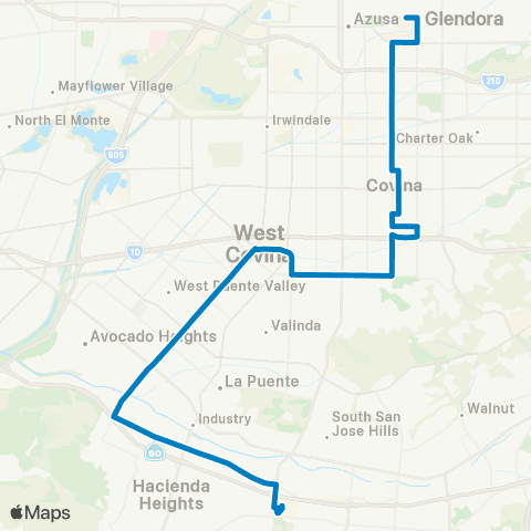 Foothill Transit Glendora-Azusa-West Covina-Puente Hills map