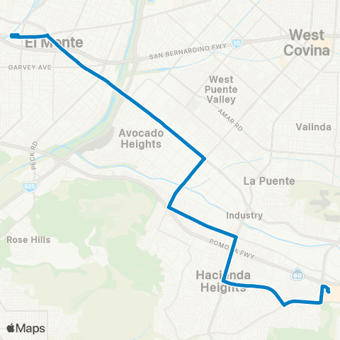 Foothill Transit Puente Hills-Hacienda Hts-El Monte Sta map