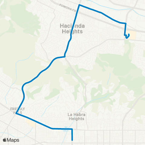 Foothill Transit Puente Hills-Whittier Hospital-La Habra map