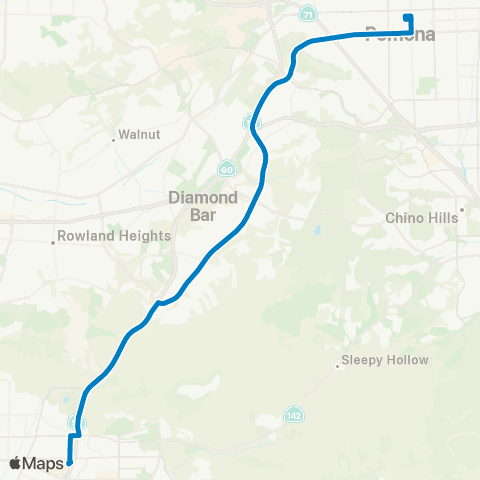 Foothill Transit Pomona - Diamond Bar - Brea Mall map