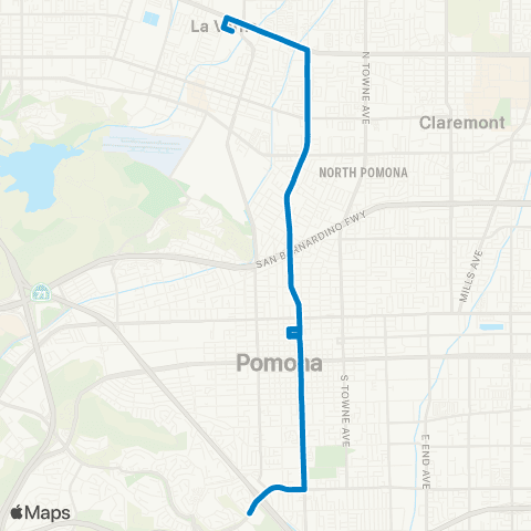 Foothill Transit La Verne - Pomona via Garey Ave map