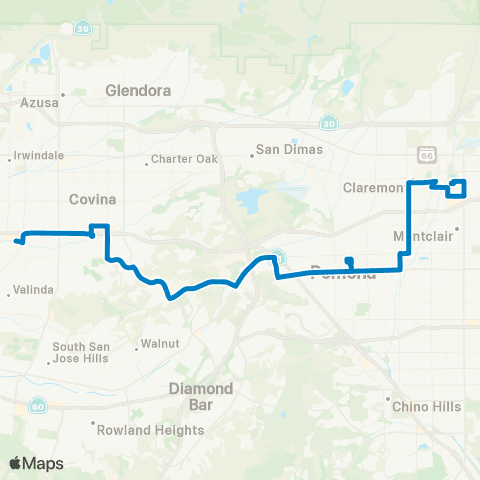 Foothill Transit West Covina-Pomona-Montclair Transit Ctr map