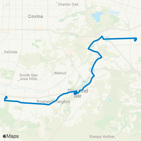 Foothill Transit Pomona-Rowland Heights-Puente Hills Mall map