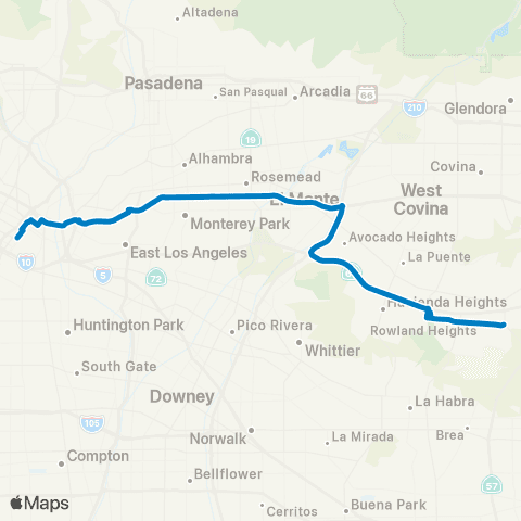 Foothill Transit Express-Rowland Hts-Puente Hills-DTLA map