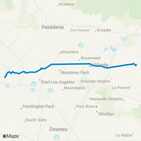 Foothill Transit Express Service - West Covina - DTLA map