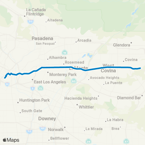 Foothill Transit Express - Via Verde Park N Ride - DTLA map