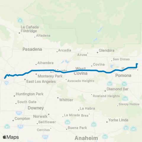 Foothill Transit Express - Montclair - Fairplex - DTLA map