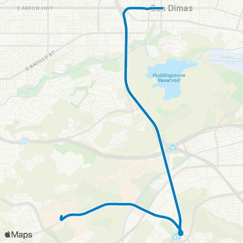 Foothill Transit San Dimas Station-Cal Poly Pomona-Mt SAC map