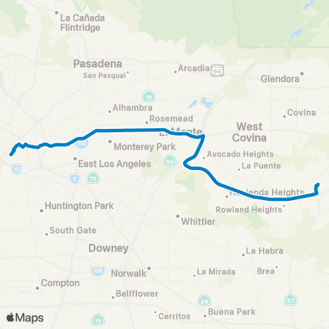 Foothill Transit Express - Industry Park N Ride - DTLA map