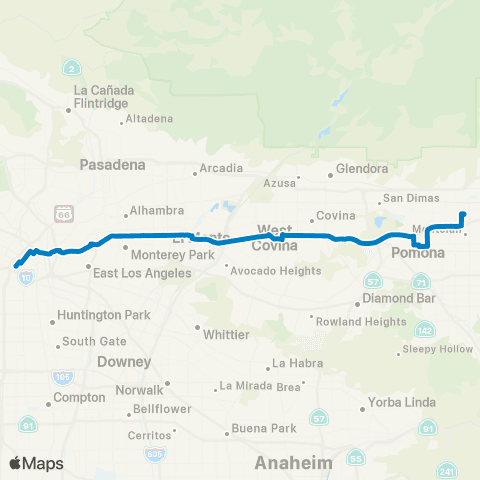 Foothill Transit Montclair - Pomona - El Monte - L.A. map