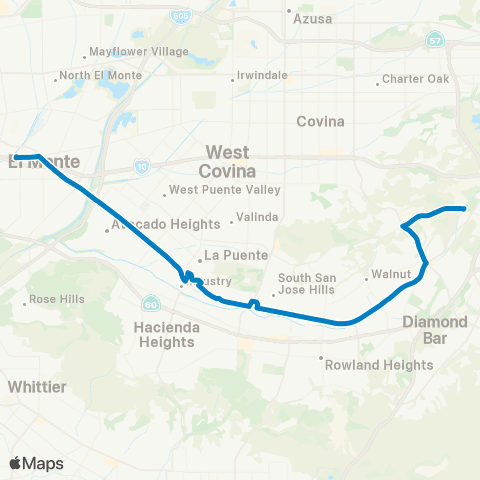 Foothill Transit Pomona - Industry - La Puente - El Monte map