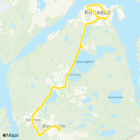 Snelandia Bjørnevatn - Kirkenes - Bjørnn map