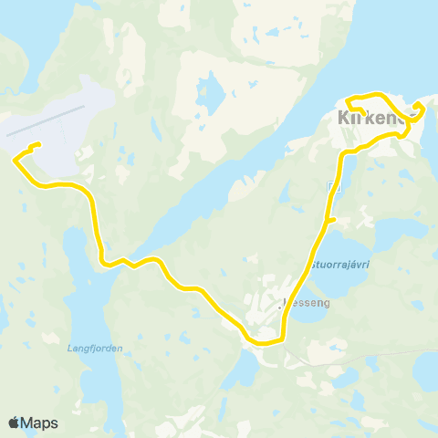 Snelandia Flybuss Kirkenes map