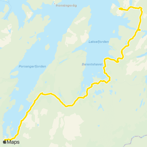 Snelandia Kjøllefjord - Ifjord - Lakselv map