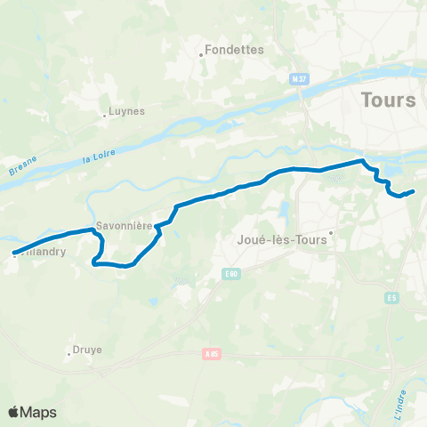 Fil bleu Villandry Centre - Lycée Grandmont map