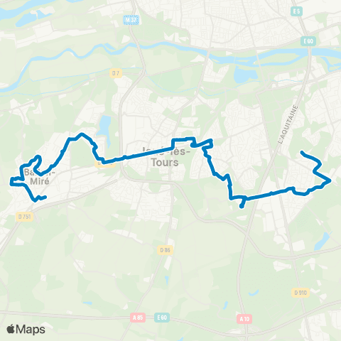 Fil bleu Ballan Gare - CHU Trousseau map