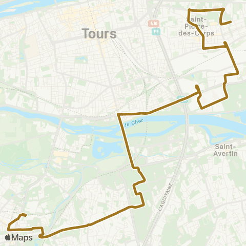 Fil bleu Chaufferie - Joué Gare map