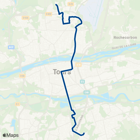 Fil bleu Les Douets - CHU Trousseau map