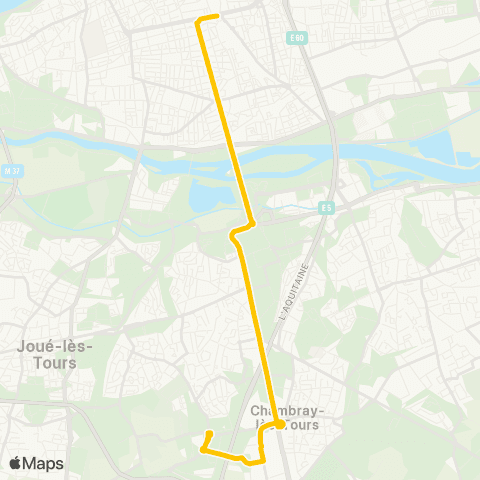 Fil bleu Gare de Tours - Santé Vinci map