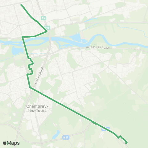 Fil bleu Gare de Tours - Nécropole Esvres map