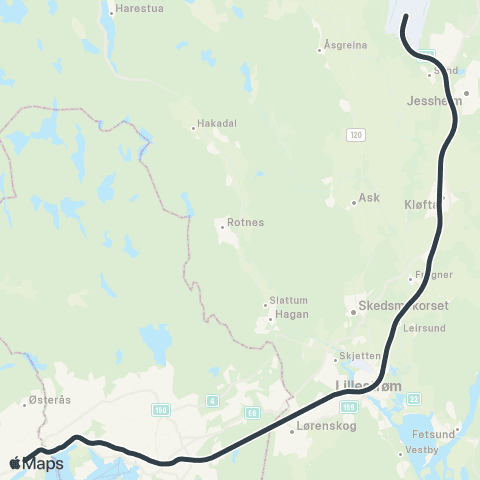 Flytoget Stabekk – Oslo S – Oslo lufthavn map