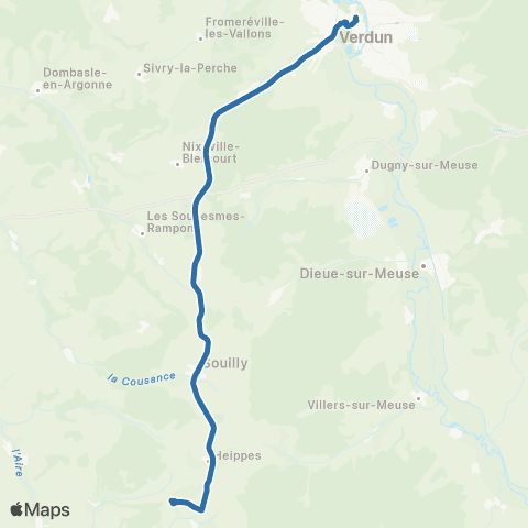 Fluo 55 Verdun / Meuse TGV map