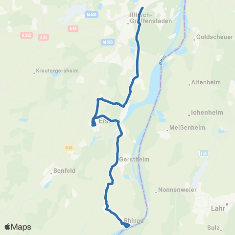 Fluo 67 Erstein - Strasbourg Baggersee map