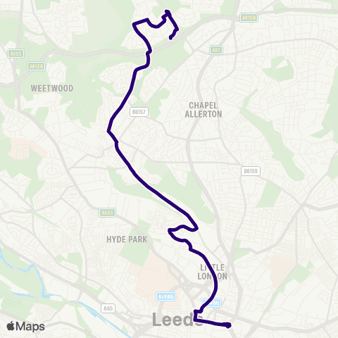 First Leeds Victoria D - Moor Allerton Ctr A map