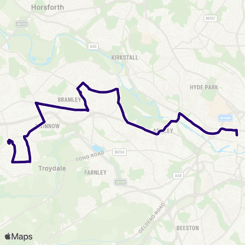 First Leeds City Square F - Pudsey Bus Station map