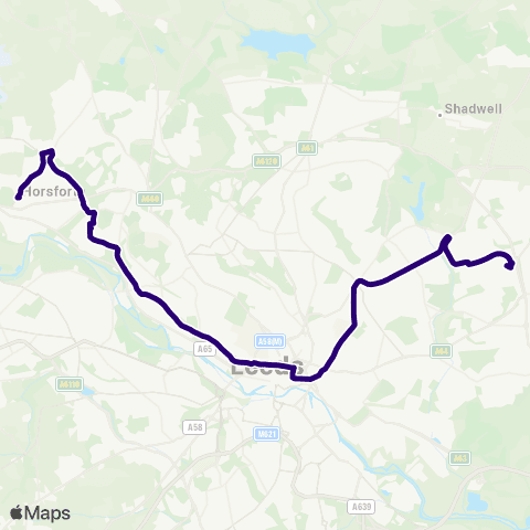 First Leeds Seacroft Bus Sta - Horsforth The Green map