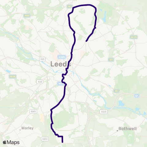 First Leeds Roundhay Park - Thorpe Lane map