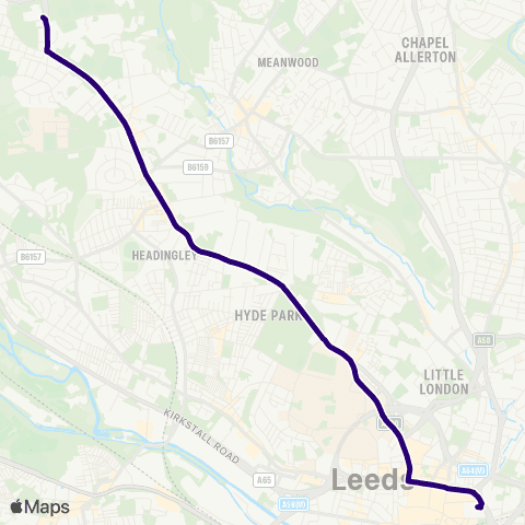 First Leeds Leeds City Bus Sta - Lawnswood School map