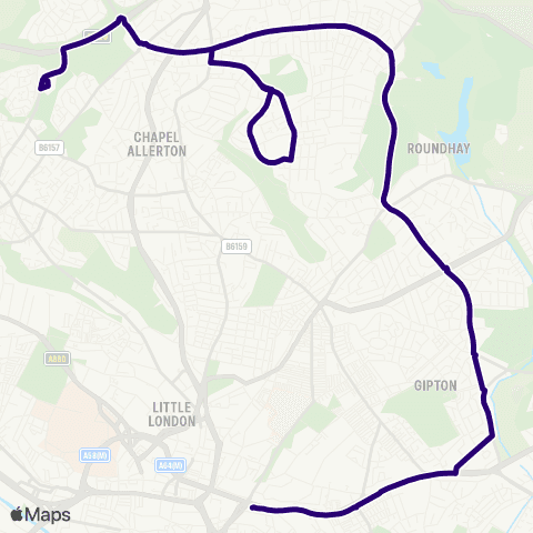 First Leeds Woodpecker Jct - Cardinal Heenan Turning Circle map