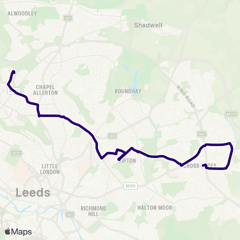 First Leeds Cardinal Heenan Turning Circle - Cross Gates Rdbt map