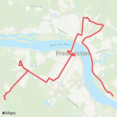 Fredericton Transit Hanwell map