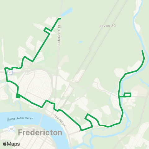 Fredericton Transit Brookside / Marysville map