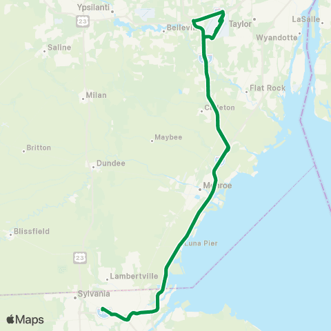 Froggy Transportation DTW ↔ Toledo map