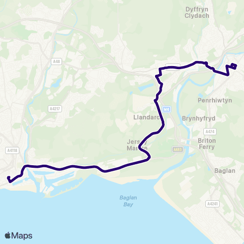 First South & West Wales Neath Bus Sta Stand 7 - Swansea Bus Sta Stand F map
